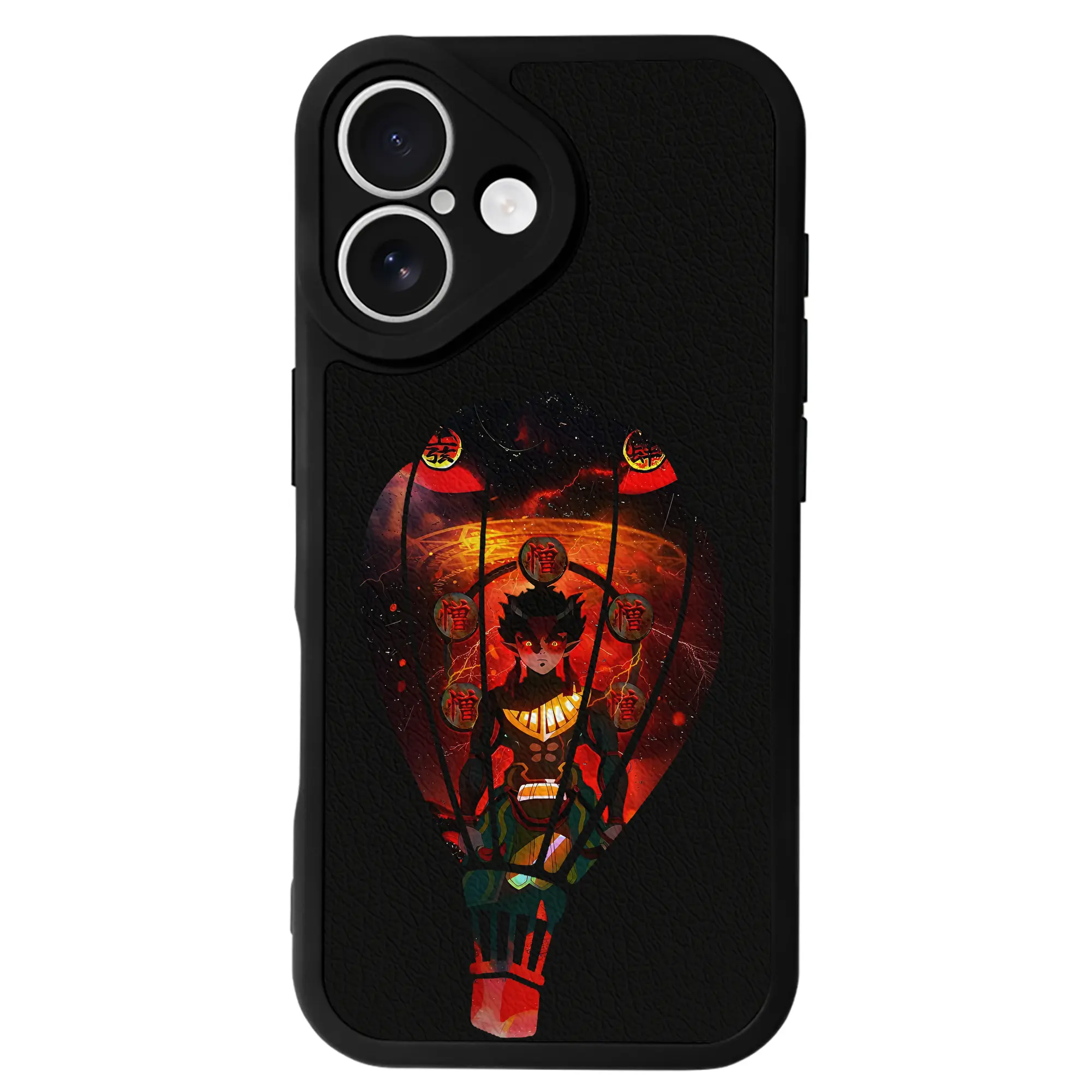 鬼滅の刃 グッズ,半天狗 - IPhone 16シリーズ対応 ・ シリコンスマホケース ・ レザー調 ・ 高精度フィット ・ 耐衝撃 ・ ワイヤレス充電対応 ・ 精密カット